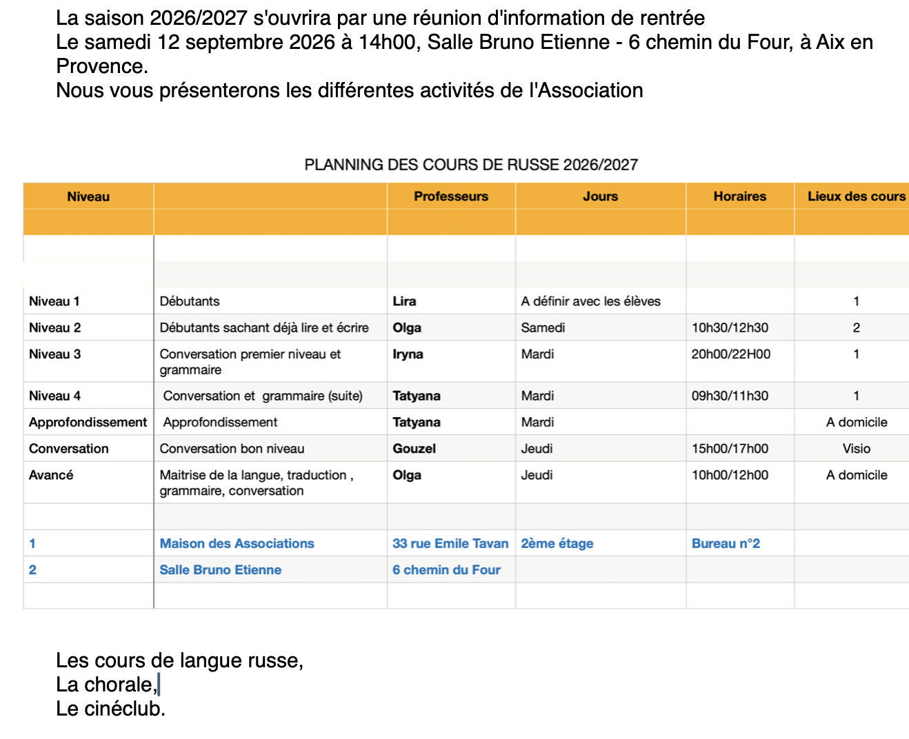 PLANNING COURS 20262027 CORRIGE